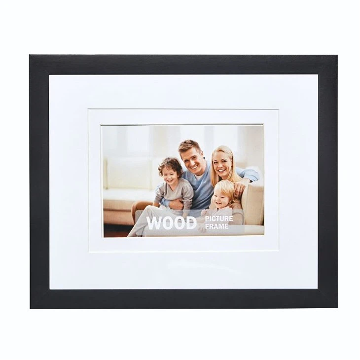 Horizontal MDF Photo Frame with White Double Mount for Wall Decor